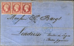 Ancre Bleue / N° 17 A Foncé (paire + 1ex) Càd Octo Bleu 1 MEXIQUE 1 / * Sur Lettre 3 Ports Pour Lendresse. 1864. - TB. - - 1853-1860 Napoleone III