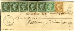 GC 4393 / N° 19 (2 Ex. + Bande De 3) + N° 20 + N° 21 Càd T 22 RIEUCROS (8), B Rur C Sur Lettre Avec Texte Daté De Dun Po - 1862 Napoleon III