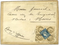 Càd PARIS / BT DE L'HÔPITAL / N° 27 Bloc De 4 + N° 60 Sur étiquette De Papiers D'affaires Pour Nevers. - TB / SUP. - R. - 1863-1870 Napoléon III. Laure