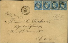 GC 3963 / N° 22 Paire + N° 29 Paire Càd TILLY-S-SEULLES (13) Sur Lettre 3 Ports Pour Caen. 1868. - TB / SUP. - R. - 1863-1870 Napoléon III Con Laureles