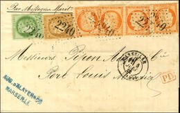 GC 2240 / N° 38 (4) + N° 53 + N° 59 Càd T 17 MARSEILLE (12) Sur Lettre Pour Port Louis (Île Maurice). 1874. - TB / SUP.  - 1870 Asedio De Paris