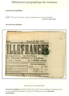 Oblitération Typo / N° 39 Très Belles Marges Seul Sur Journal De Villefranche Daté Du 20 Mai 1871, Non Politique Pour Le - 1870 Bordeaux Printing