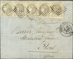 PC Du GC 1 / N° 41 Belle Nuance Et Superbes Marges, Bande De 5 Càd T 17 ABBEVILLE (76) Sur Lettre Adressée Au Tarif Terr - 1870 Emisión De Bordeaux