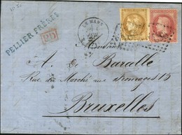 GC 2188 / N° 32 + 43 Càd T 16 LE MANS (71) Sur Lettre 3 Ports Pour Bruxelles. 1871. - TB / SUP. - R. - 1870 Bordeaux Printing