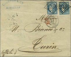 GC 2240 / N° 45 (2) Càd MARSEILLE (12) Sur Lettre Pour Turin. 1871. - TB. - 1870 Emisión De Bordeaux