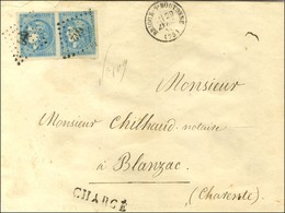 PC Du GC 642 / N° 45 Bleu Clair, Paire (1 Ex Filet à Peine Effleuré) Càd T 16 BRIOUX-S-BOUTONNE (75) Sur Lettre Chargée  - 1870 Emisión De Bordeaux
