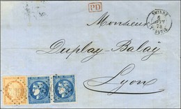 GC 5098 / N° 38 + 46 (2) Càd SMYRNE / TURQUIE Sur Lettre Pour Lyon. 1873. - SUP. - R. - 1870 Emisión De Bordeaux