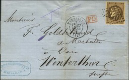 GC 2240 / N° 47 Càd T 17 MARSEILLE (12) Sur Lettre Pour La Suisse. 1871. - TB. - 1870 Emisión De Bordeaux