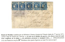 GC 602 / N° 45 Bande De 5, Qlq Def Càd T 17 NANTES (42) 2 JANV. 71 Sur Boule De Moulins Expédiée Par Un Militaire De L'A - Krieg 1870