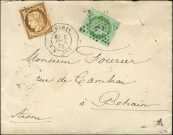 Etoile 2 / N° 38 + 53 Càd Octo De Lev Ex PARIS / R. MILTON E1 Sur Lettre Pour Bohain. 1875. - TB. - Altri & Non Classificati