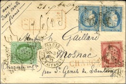 Etoile 22 / N° 53 + 57 + 60 Paire Càd PARIS / R. TAITBOUT Sur Lettre Chargée Avec Descriptif Au Recto. 1872. - TB. - Other & Unclassified