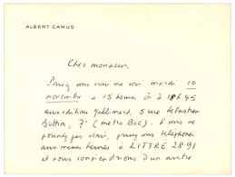 CAMUS Albert (1913-1960), écrivain. - Sonstige & Ohne Zuordnung