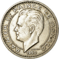 Monnaie, Monaco, Rainier III, 100 Francs, Cent, 1950, TTB, Copper-nickel - 1949-1956 Anciens Francs