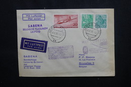 ALLEMAGNE - Enveloppe Par Vol Leipzig / Bruxelles En 1956, Affranchissement Et Cachets Plaisants - L 54059 - Cartas