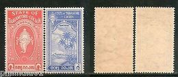 India Travancore Cochin State Shell & Tree SG 12-13 / Sc 16-17 Cat. �8 MNH Fine - Travancore-Cochin