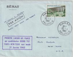 France 1960 Première Liaison Air France Paris New York - First Flight Covers