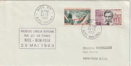 France 1963 Première Liaison Air France Nice New York - First Flight Covers