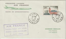 France 1963 Première Liaison Air France Paris Los Angeles - Primeros Vuelos