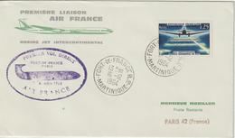 France 1964 Première Liaison Air France Fort De France Paris - First Flight Covers
