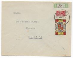 ESPAGNE - 1937 - ENVELOPPE LOCALE De HUELVA AveC VIGNETTE + 1/2 TIMBRE ! - Spanish Civil War Labels
