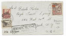 ESPAGNE - 1937 - ENVELOPPE De EL FERROL Avec CENSURE + VIGNETTE PATRIOTIQUE => NEW YORK (USA) - Verschlussmarken Bürgerkrieg