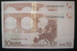 2x 10 EURO K007B2 Ireland  Same Code Trichet And Draghi Perfect UNC - 10 Euro