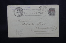 ALEXANDRIE - Entier Postal Type Sage Surchargé Pour Clermont Ferrand En 1902 - L 54136 - Lettres & Documents