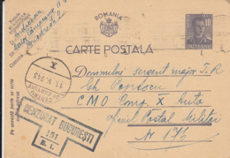 WW2, CENSORED BUCHAREST NR 151/B1, KING MICHAEL PC STATIONERY, ENTIER POSTAL, 1943, ROMANIA - World War 2 Letters