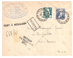 PONT A MOUSSON Lettre Reco Provisoire RETOUR ENVOYEUR 2924 2F Gandon 4F Chappe Yv 713 619 INCONNU 2924 Ob 1945 - Cartas & Documentos