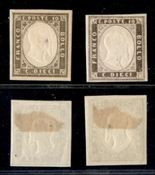 ANTICHI STATI ITALIANI - SARDEGNA - 1861 - 10 Cent (14C) - Due Colori Diversi - Gomma Originale - Un Pezzo Con Assottigl - Other & Unclassified