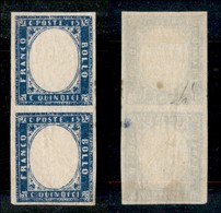 REGNO - POSTA ORDINARIA - 1863 - 15 Cent (11m) - Coppia Verticale Senza Effigi - Nuova Senza Gomma - Leggera Piega Diago - Otros & Sin Clasificación