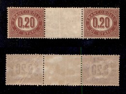 REGNO - SERVIZIO - 1875 - 20 Cent (3) - Coppia Orizzontale Con Interspazio Al Centro - Gomma Integra (750+) - Altri & Non Classificati