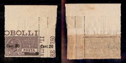 REGNO - POSTA PNEUMATICA - 1925 - 20 Cent Su 15 (6fa) Bordo Foglio Con Soprastampa Spostata (ripetuta A Margine) - Gomma - Otros & Sin Clasificación