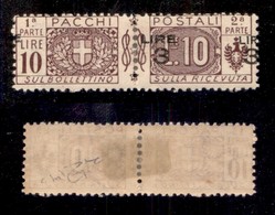 REGNO - PACCHI POSTALI - 1925 - 3 Lire Su 10 (23 L) Con Soprastampa  Nella Sezione A Destra - Gomma Originale - Cert. Ra - Otros & Sin Clasificación