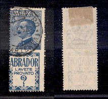 REGNO - PUBBLICITARI - 1924 - 25 Cent Abrador (4da) Usato - Dentellatura Verticale Spostata A Destra Sulle Scritte Di Bo - Sonstige & Ohne Zuordnung