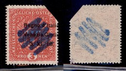 OCCUPAZIONI I GUERRA MONDIALE - VENEZIA GIULIA - 1918 - Demonetizzato - 3 Kronen (16gcaa) - Soprastampa A Cavallo - Gomm - Other & Unclassified