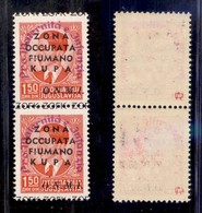 OCCUPAZIONI II GUERRA MONDIALE - ZONA FIUMANO KUPA - 1942 - 1,50 Din ONMI (41 - Violetto) - Coppia Verticale - Gomma Int - Altri & Non Classificati