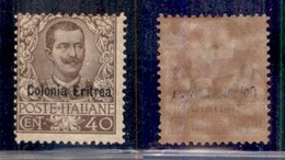 COLONIE - ERITREA - 1903 - 40 Cent Floreale (25) - Gomma Originale (600) - Altri & Non Classificati