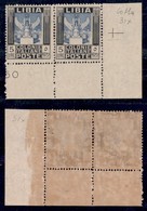 COLONIE - LIBIA - 1921 - Coppia Del 5 Lire (31/31x) Senza Filigrana A Destra - Angolo Di Foglio - Gomma Originale - Coll - Altri & Non Classificati