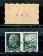 RSI - G.N.R. BRESCIA - Propaganda Di Guerra - 1943 - 25 Cent Esercito (14/IIf + Ef) Con Decalco + Punto Piccolo Dopo R ( - Otros & Sin Clasificación