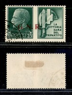 RSI - G.N.R. BRESCIA - Propaganda Di Guerra - 1943 - 25 Cent Milizia (16/Icb) Usato - Soprastampa A Sinistra - Non Catal - Altri & Non Classificati