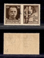 RSI - G.N.R. BRESCIA - Propaganda Di Guerra - 1943 - 30 Cent Milizia (20/IId) Con Soprastampa A Destra - Gomma Integra - Altri & Non Classificati