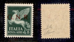 RSI - G.N.R. BRESCIA - Posta Aerea - 1943 - 5 Lire (123/I - Aerea) - Gomma Integra - Cert. Sirotti (525) - Altri & Non Classificati