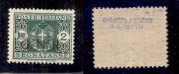 RSI - G.N.R. BRESCIA - Segnatasse - 1943 - 2 Lire (56/I Segnatasse) - Gomma Integra - Timbrino Scotto (500) - Altri & Non Classificati