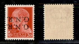 RSI - G.N.R. VERONA - 1944 - 20 Cent (473c) - Doppia Soprastampa Capovolta - Gomma Integra - Cert. AG (650) - Altri & Non Classificati