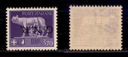 RSI - G.N.R. VERONA - 1944 - 3,70 Lire (484a) Con Soprastampa Capovolta - Gomma Integra (400) - Altri & Non Classificati