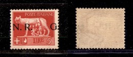 RSI - G.N.R. VERONA - 1944 - 5 Lire (485e) Con Soprastampa Spostata (NR G) - Gomma Integra (250) - Altri & Non Classificati