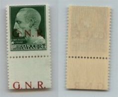 RSI - G.N.R. VERONA - 1944 - 20 Lire (487kc) Bordo Foglio Con Soprastampa Ripetuta A Margine - Gomma Integra - Cert. AG  - Altri & Non Classificati