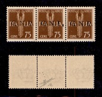 RSI - G.N.R. VERONA - Posta Aerea - 1944 - 75 Cent (119 + 119 Ccf + 119) - Striscia Orizzontale Di 3 Con Soprastampa Eva - Altri & Non Classificati