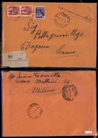 RSI - PROVVISORI - Coppia Del 75 Cent (494) + 1 Lira Monumenti (509) - Raccomandata Da Milano/Loreto A Como Del 20.4.45  - Altri & Non Classificati